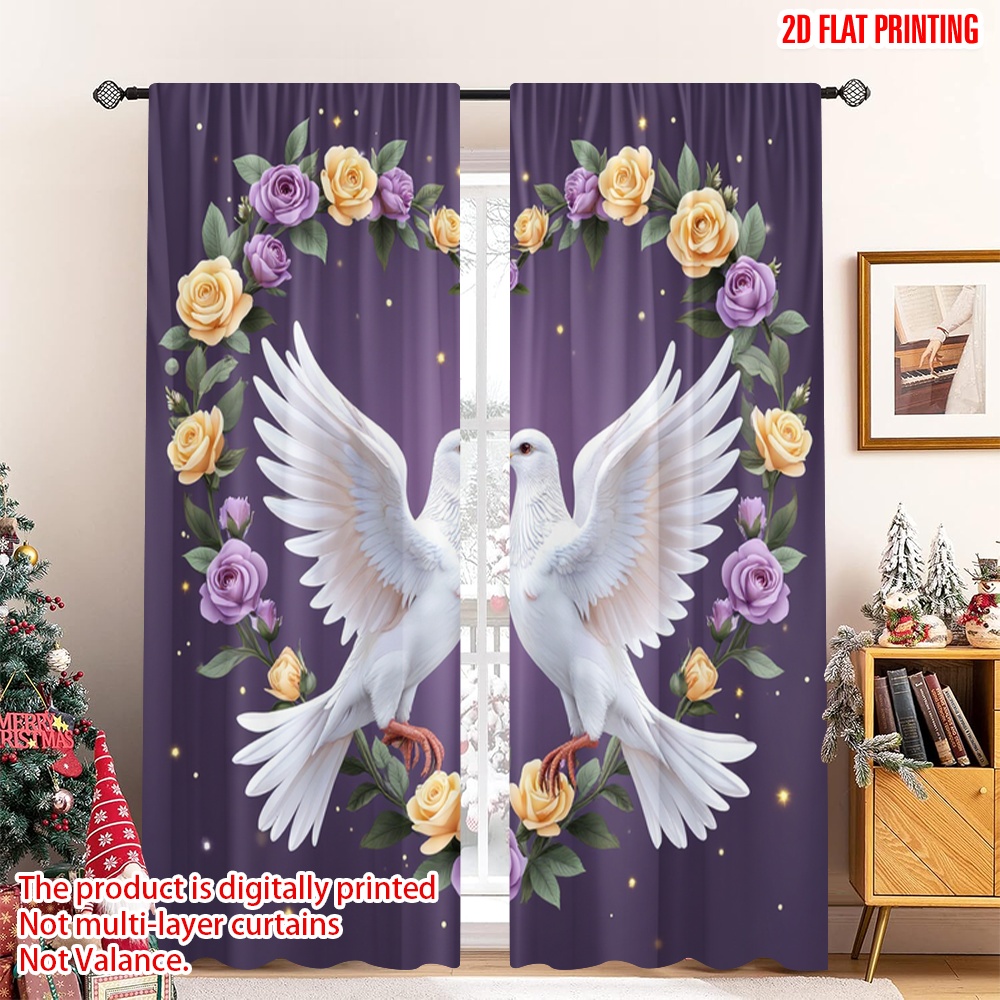 Home Office Romance - 2pcs 2D flat printing Curtain Doves