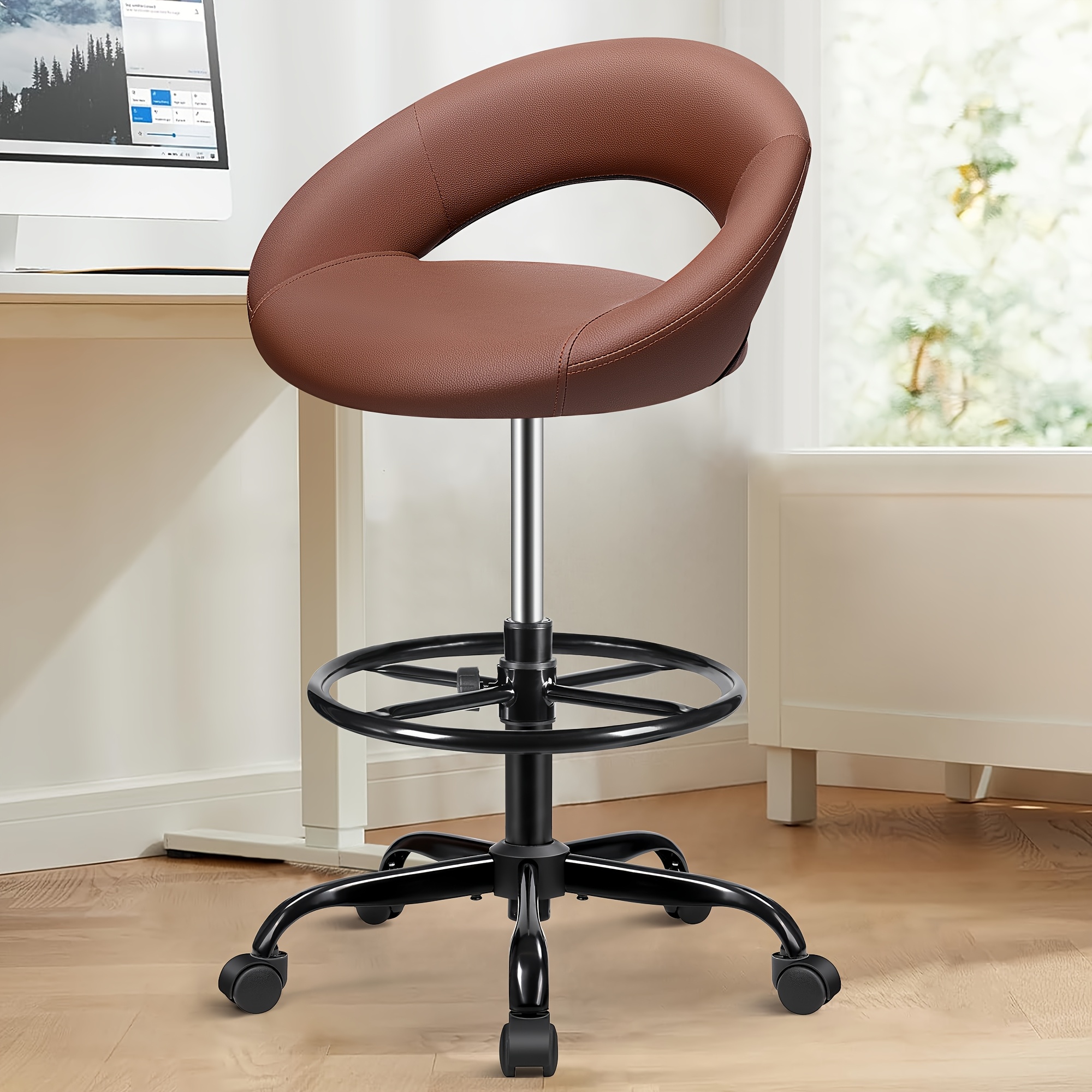 Home Office Kitchen - Ergonomic Drafting Chair - PU Leather