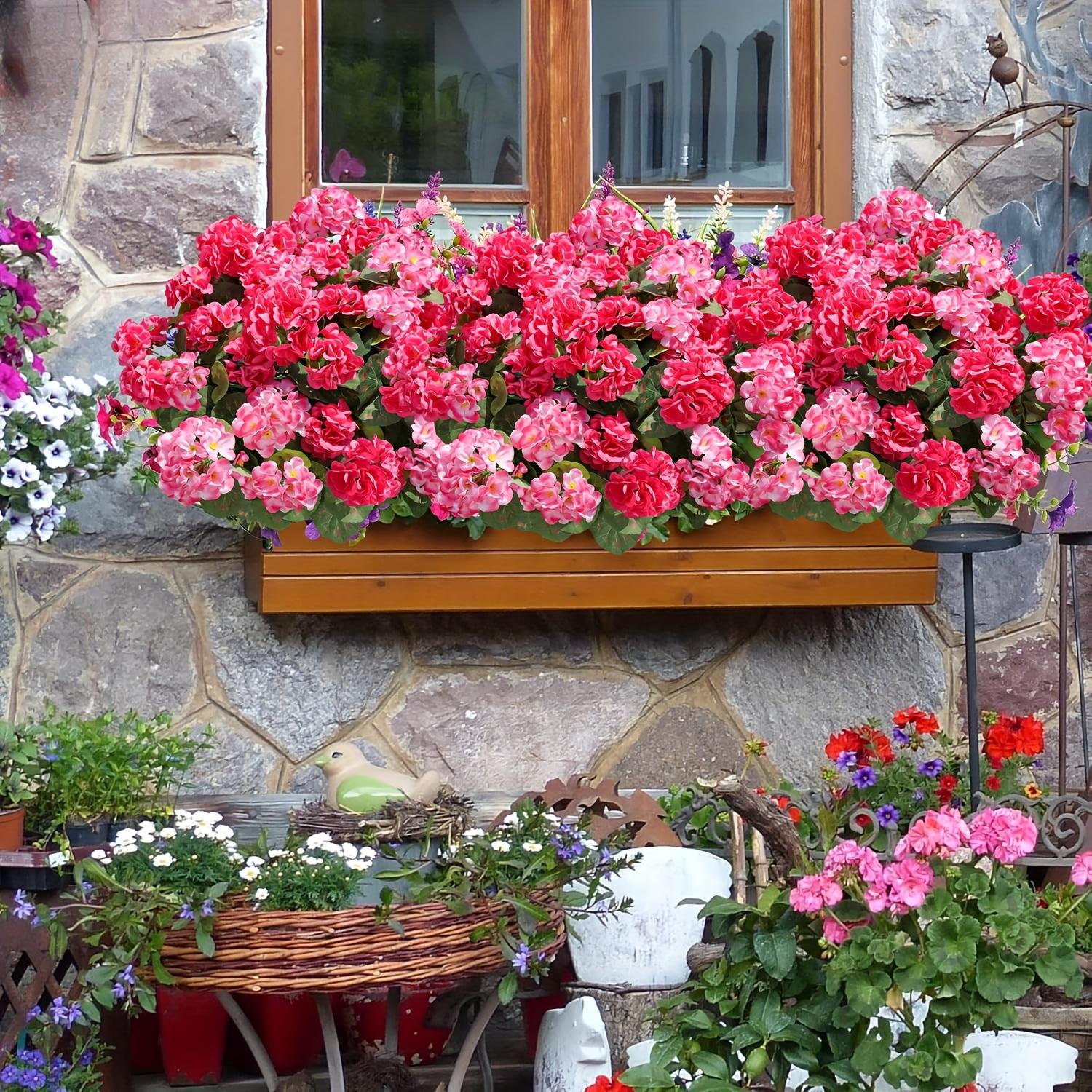 Home Office Romance - 4 Bunches of Artificial Geranium Flowers,