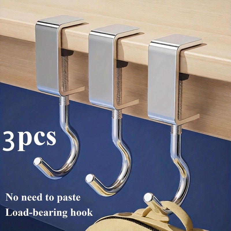 Home Office Kitchen - 3Pcs Punch-Free Strong Adhesive Clip Hooks