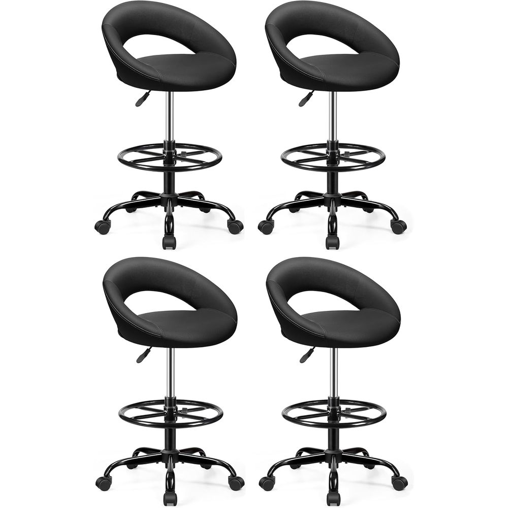 Home Office Kitchen - Adjustable Swivel Bar Stools with Back