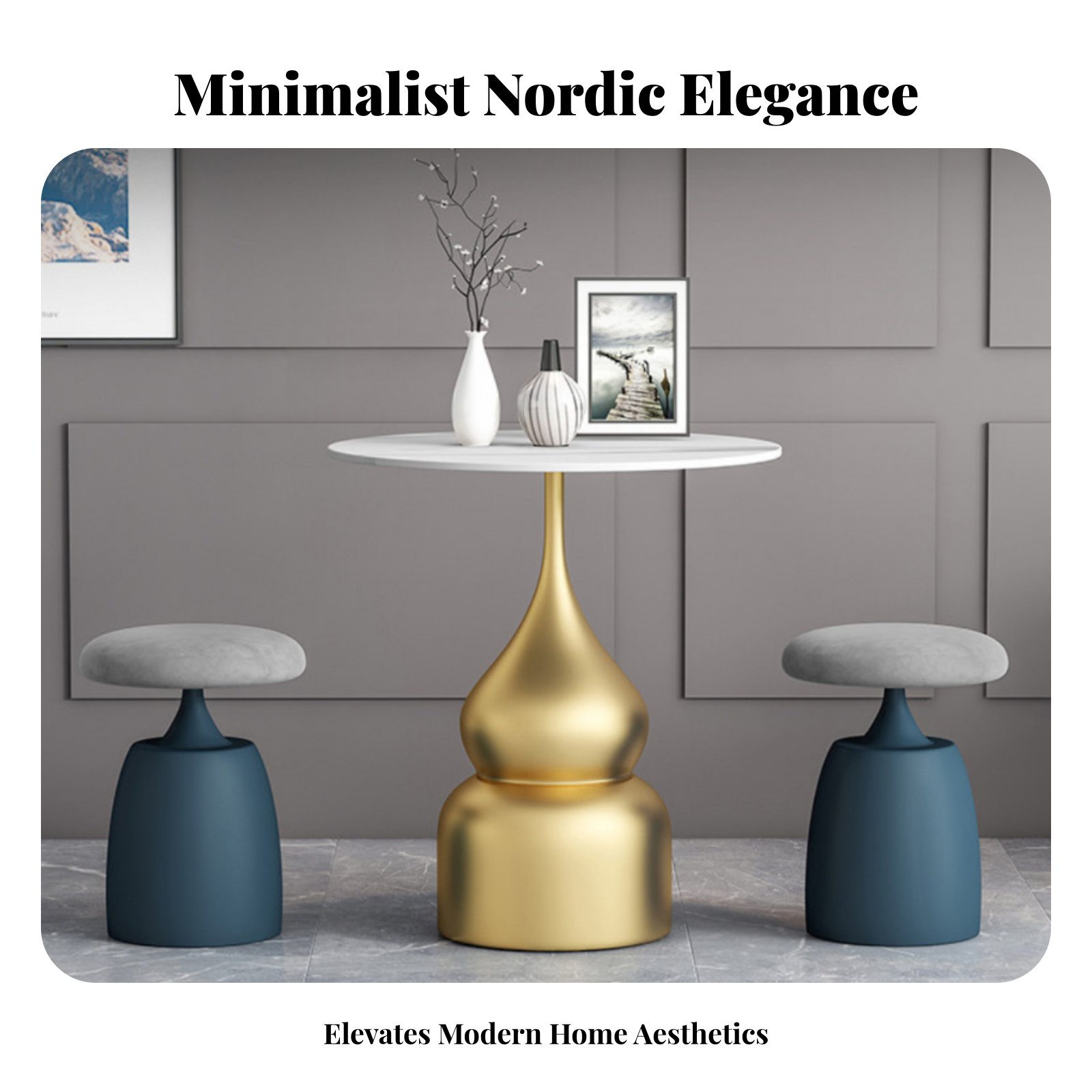 Home Office Furniture - Round Upholstered Pouf Light Luxury Vanity