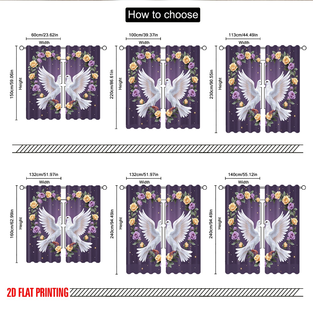 2pcs 2D flat printing Curtain  - Home Office Romance 리뷰 및 가격