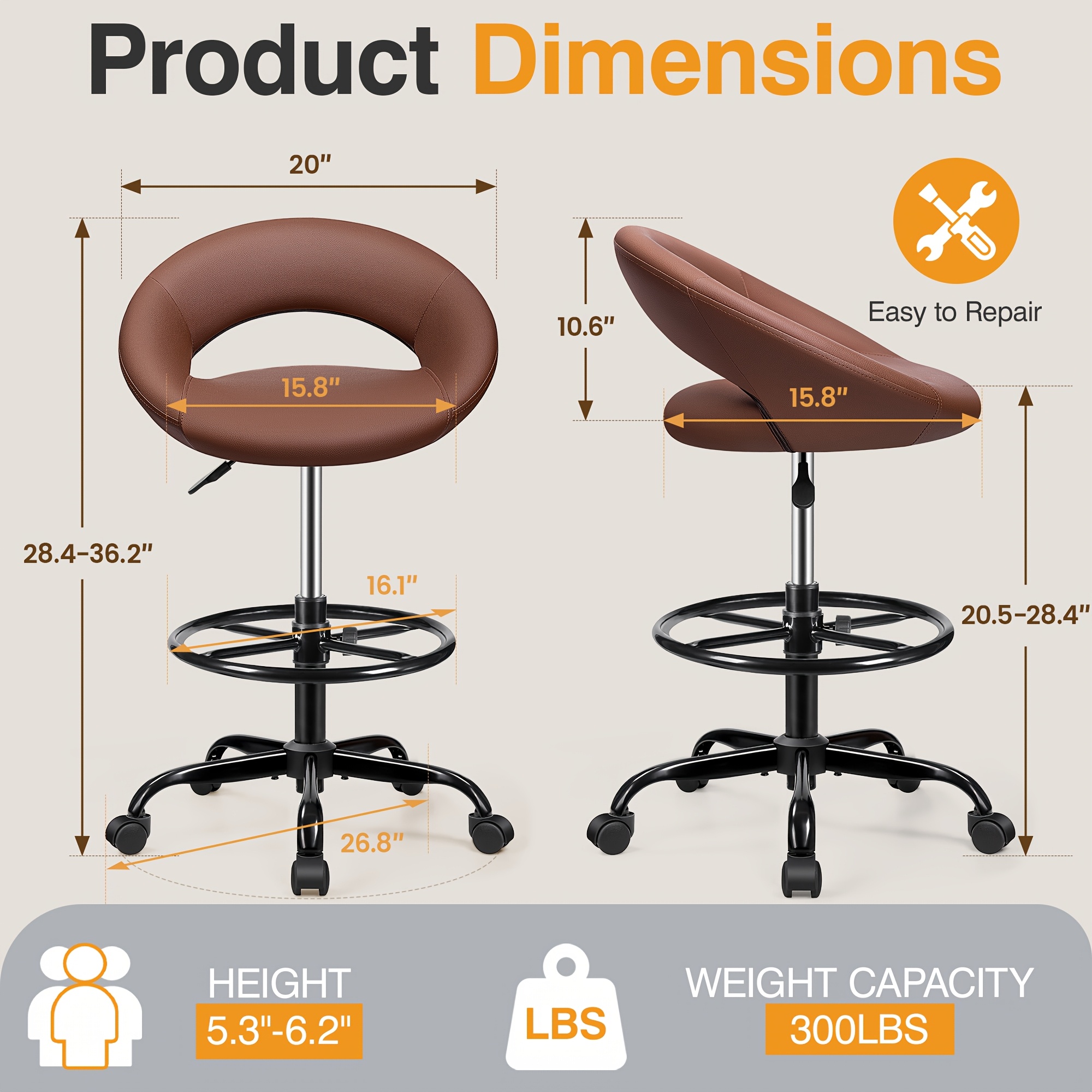 Ergonomic Drafting Chair - PU  - Home Office Kitchen 리뷰 및 가격