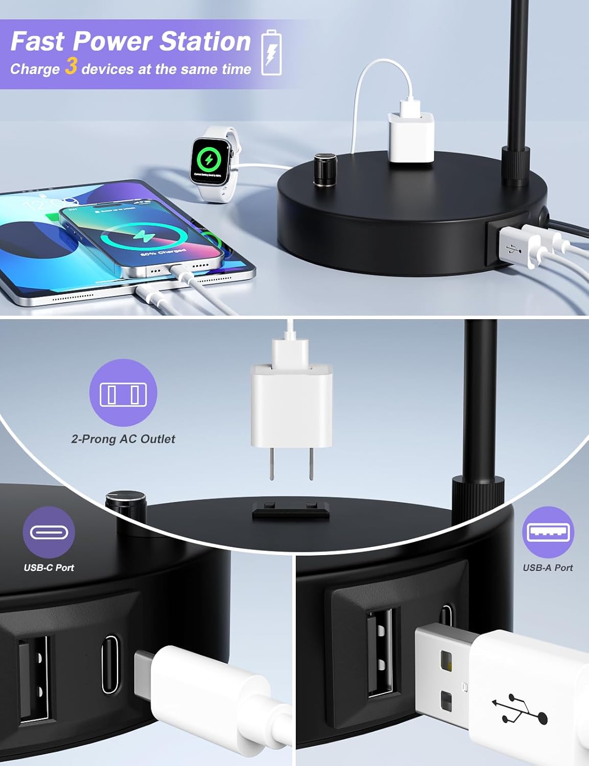 Tall Table Lamp with USB Port  - Desk Lamp Led 리뷰 및 가격