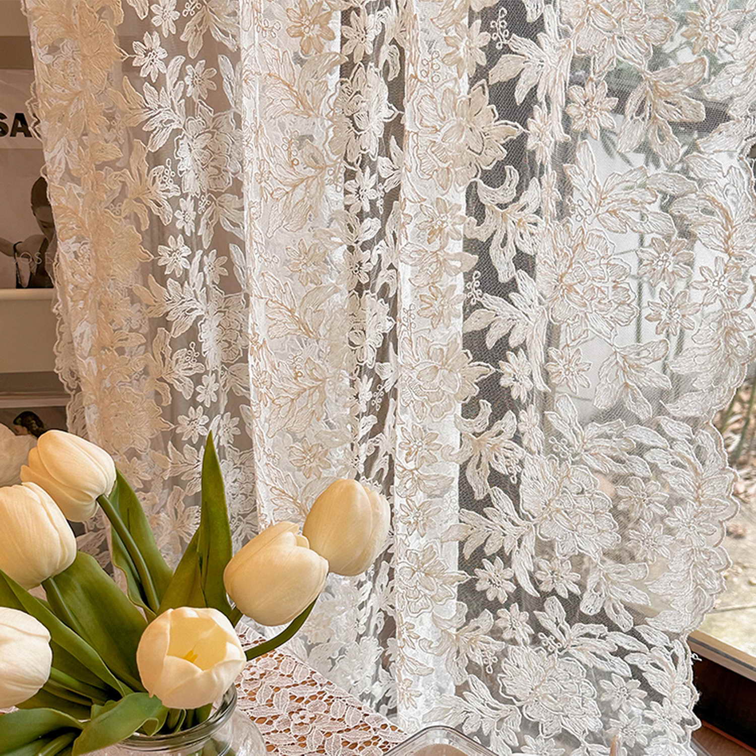 3D Flower Lace Curtains for Be - Home Office Romance 리뷰 및 가격