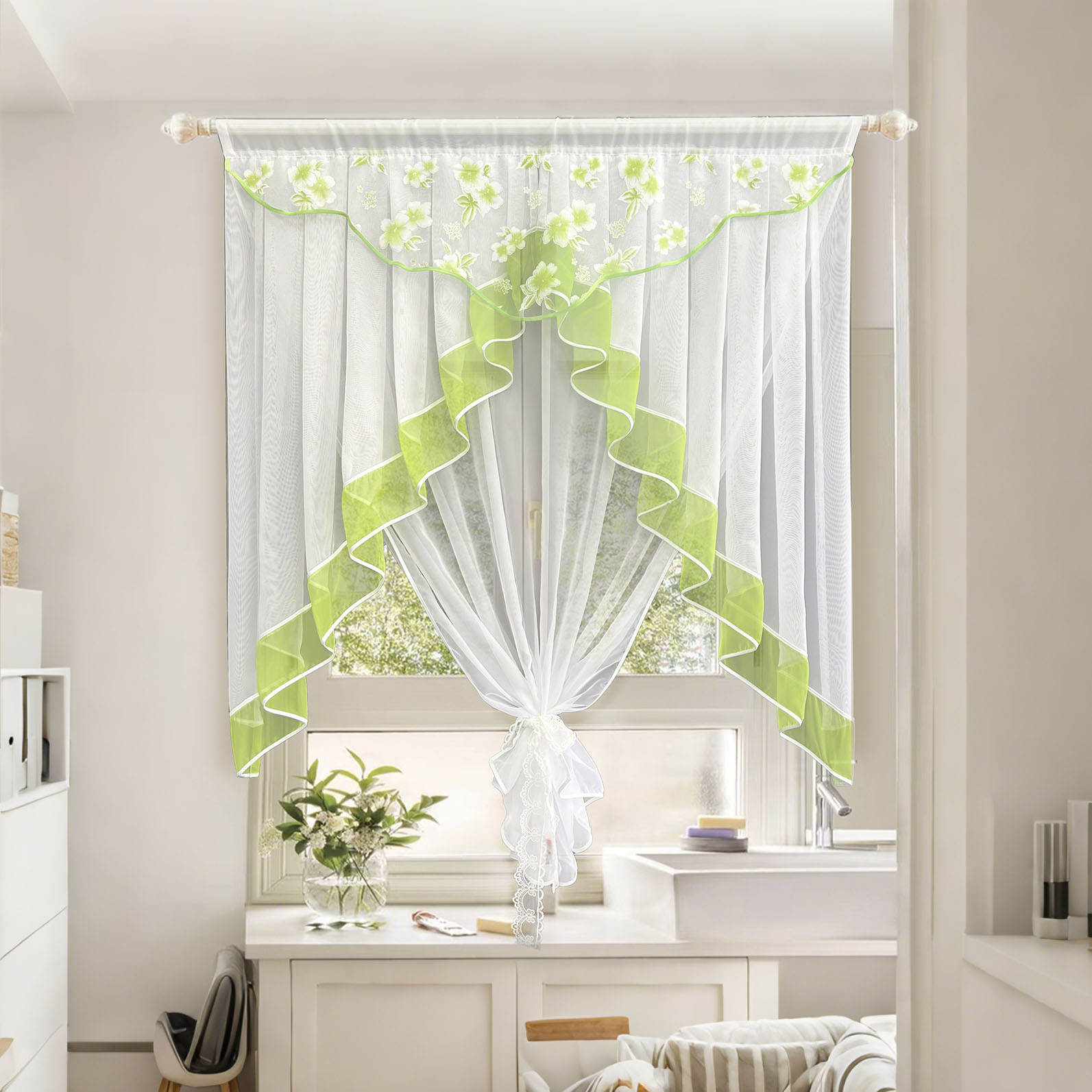 Blossom Print Sheer Curtains S - Home Office Romance 리뷰 및 가격