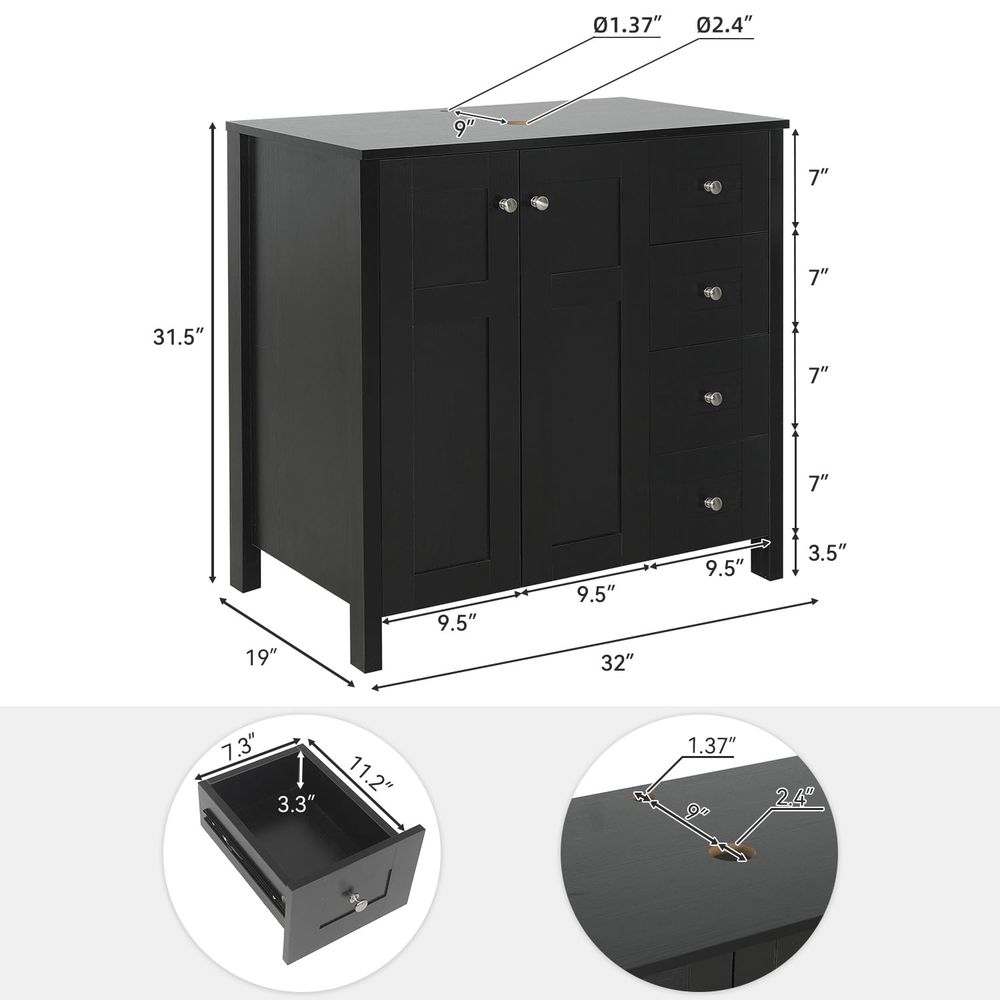 Inch Bathroom Vanity with Sink - Drawer Pedestal Cabinet 리뷰 및 가격