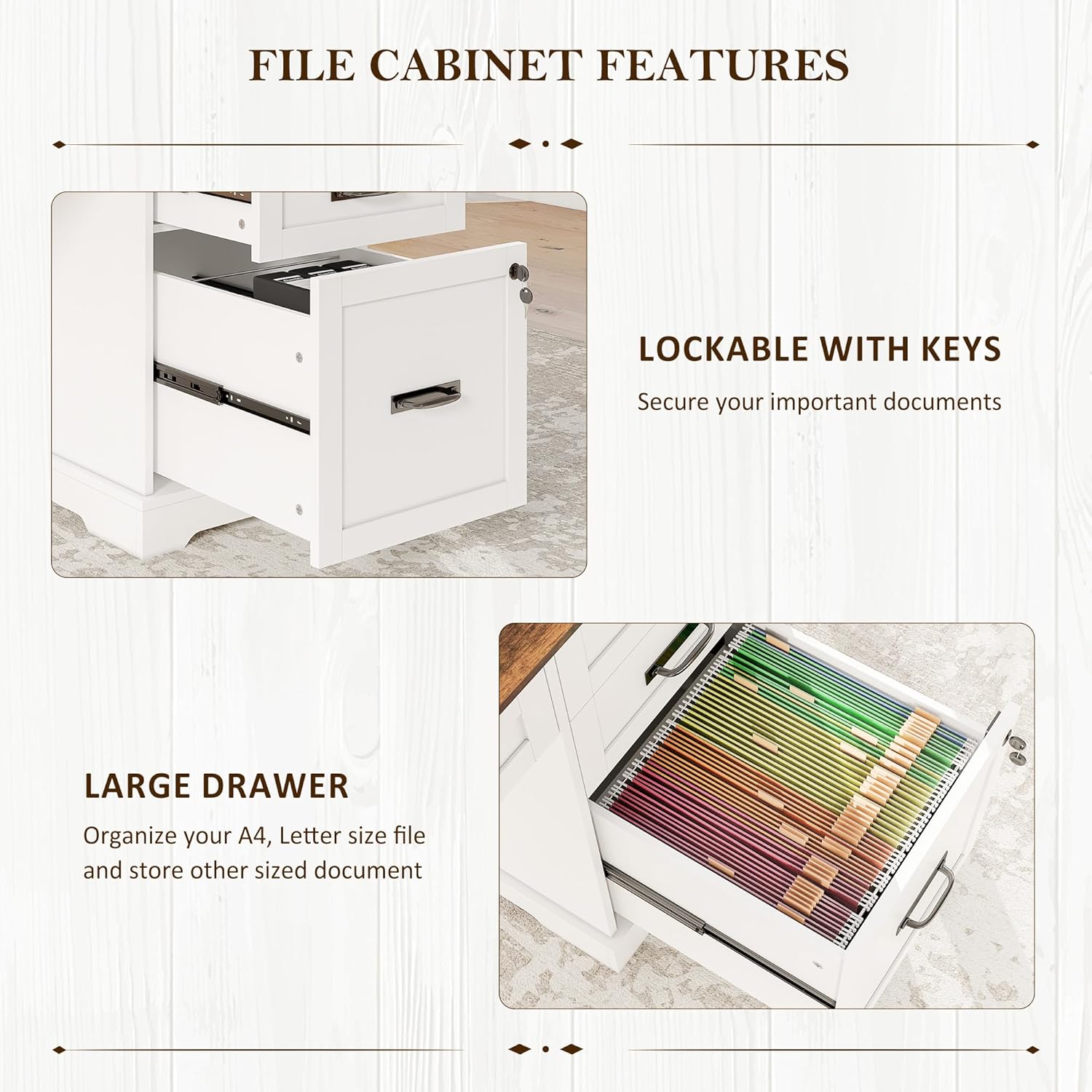 55'' Farmhouse Desk Home Offic - Drawer Pedestal Cabinet 리뷰 및 가격