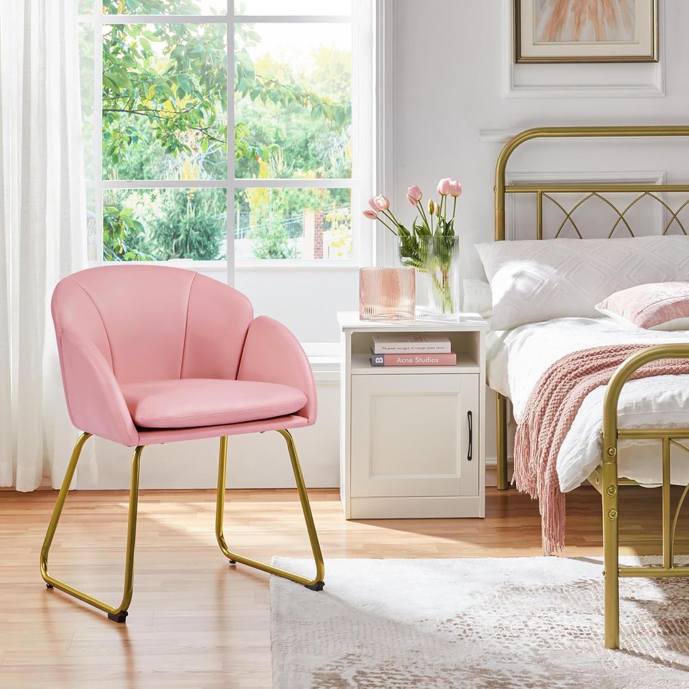 Pink PU Leather Vanity Chair w - Home Office Kitchen 리뷰 및 가격