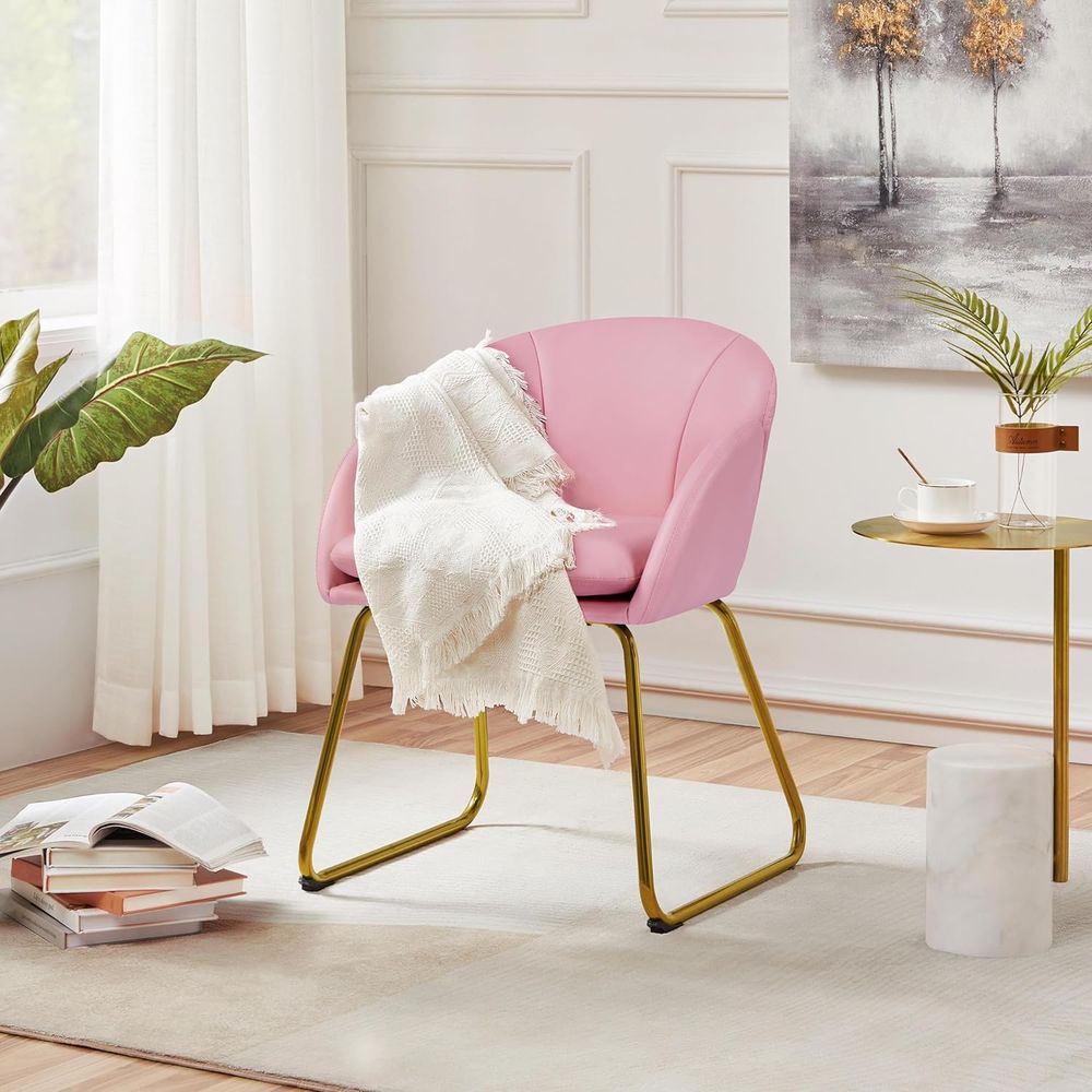 Pink PU Leather Vanity Chair w - Home Office Kitchen 리뷰 및 가격