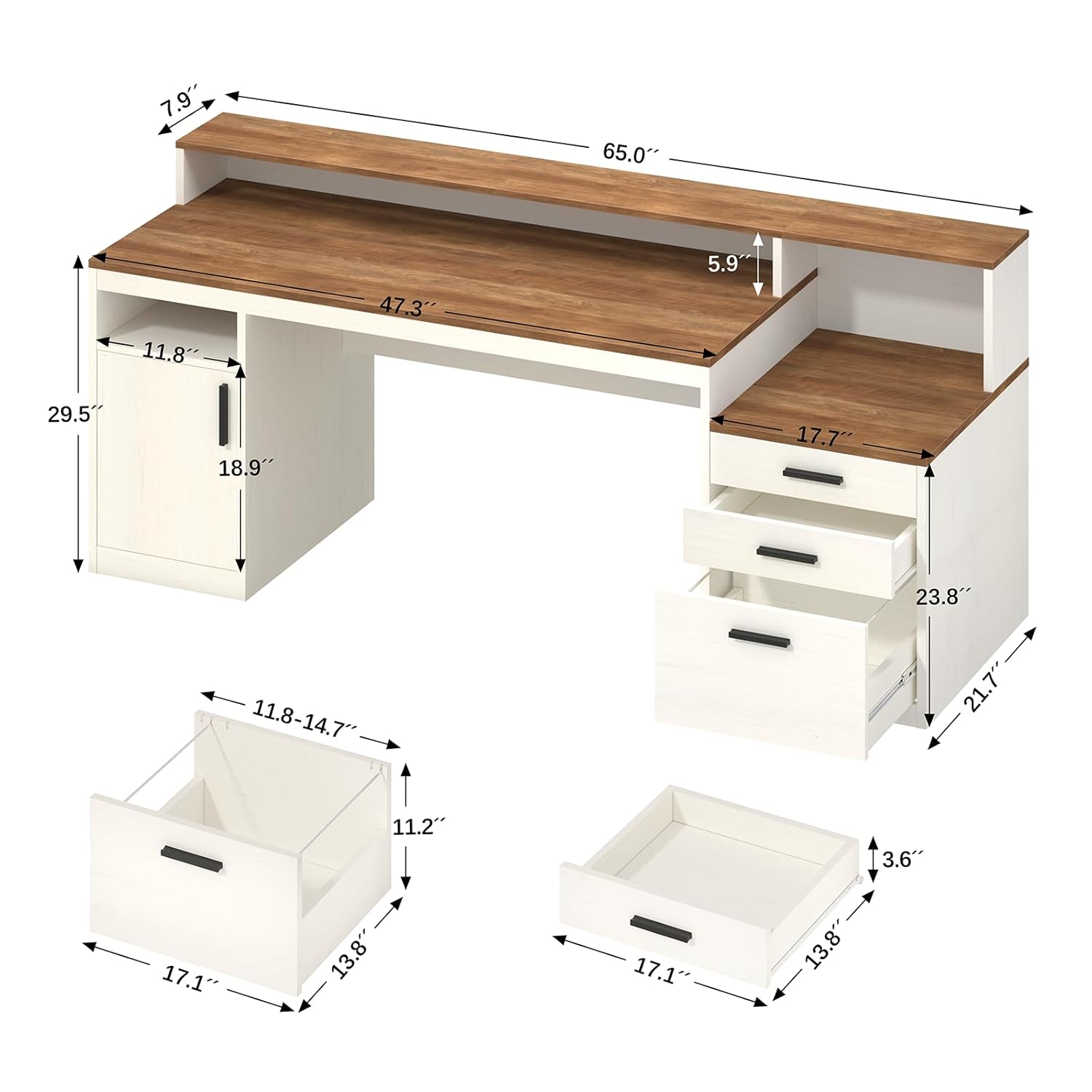 65 Inch Computer Desk with 3 D - Home Office 365 리뷰 및 가격